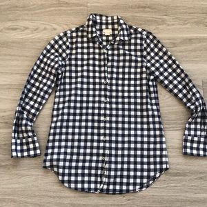 J Crew Factory Navy and White Gingham Buttonup